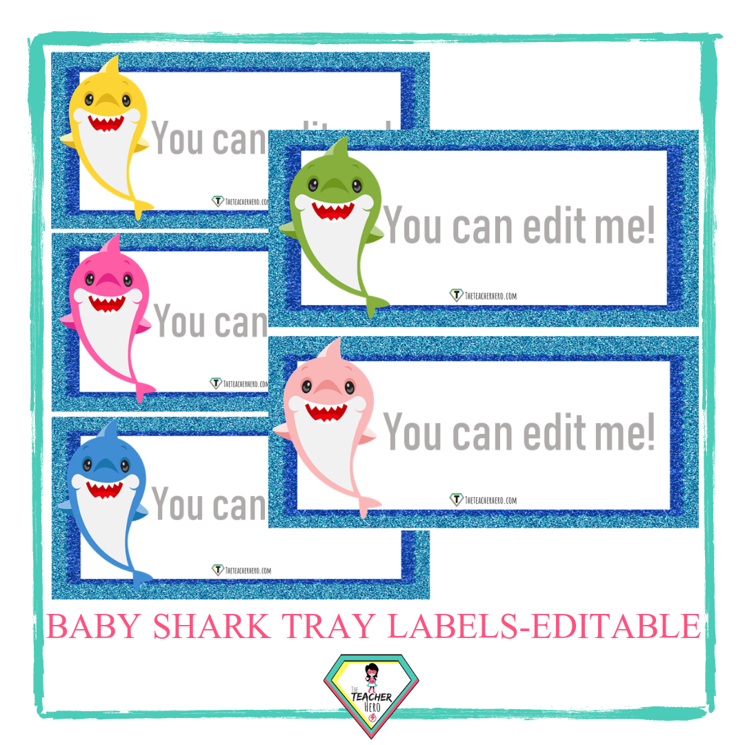 baby shark theme labels editable the teacher hero