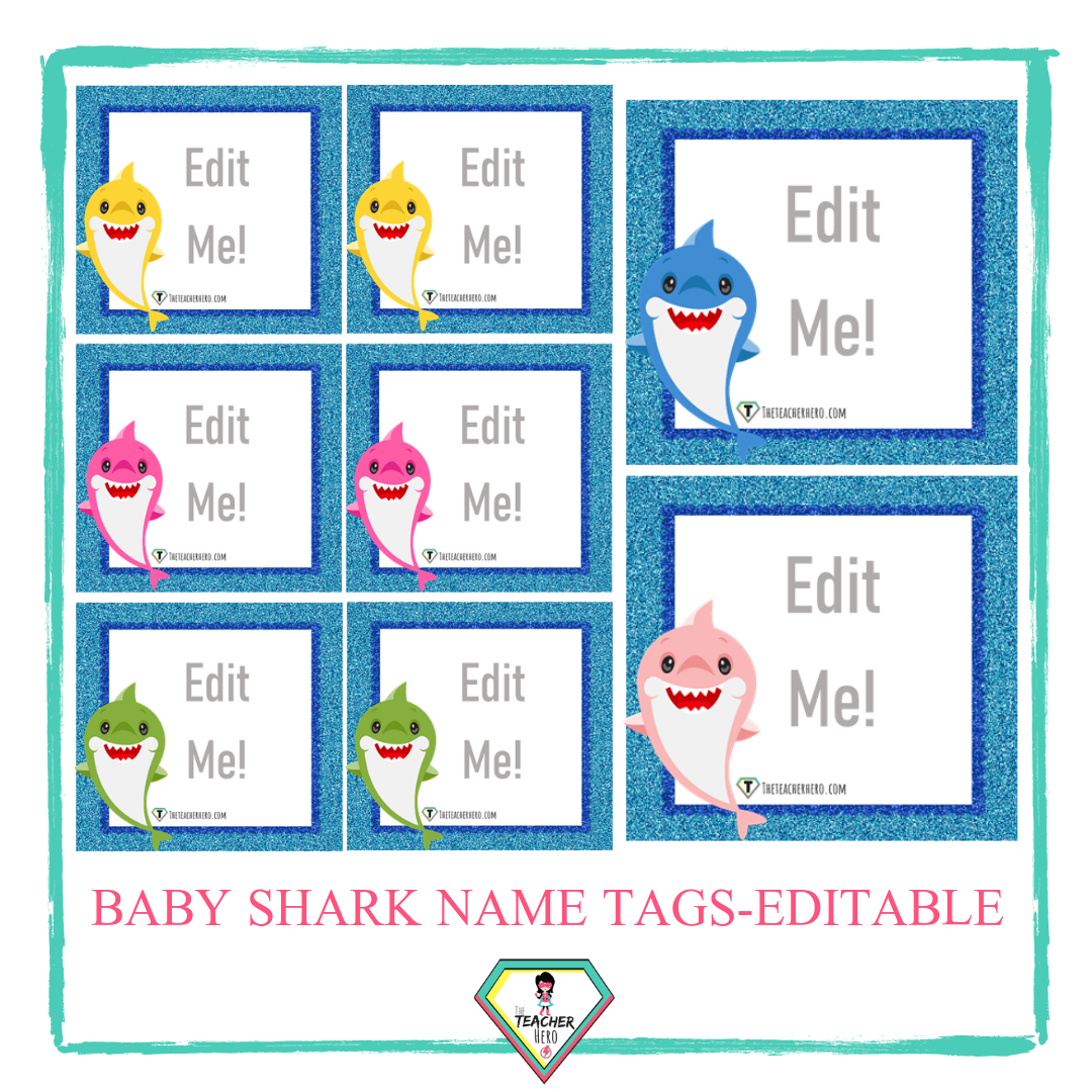 Baby Shark Theme Name s Editable The Teacher Hero