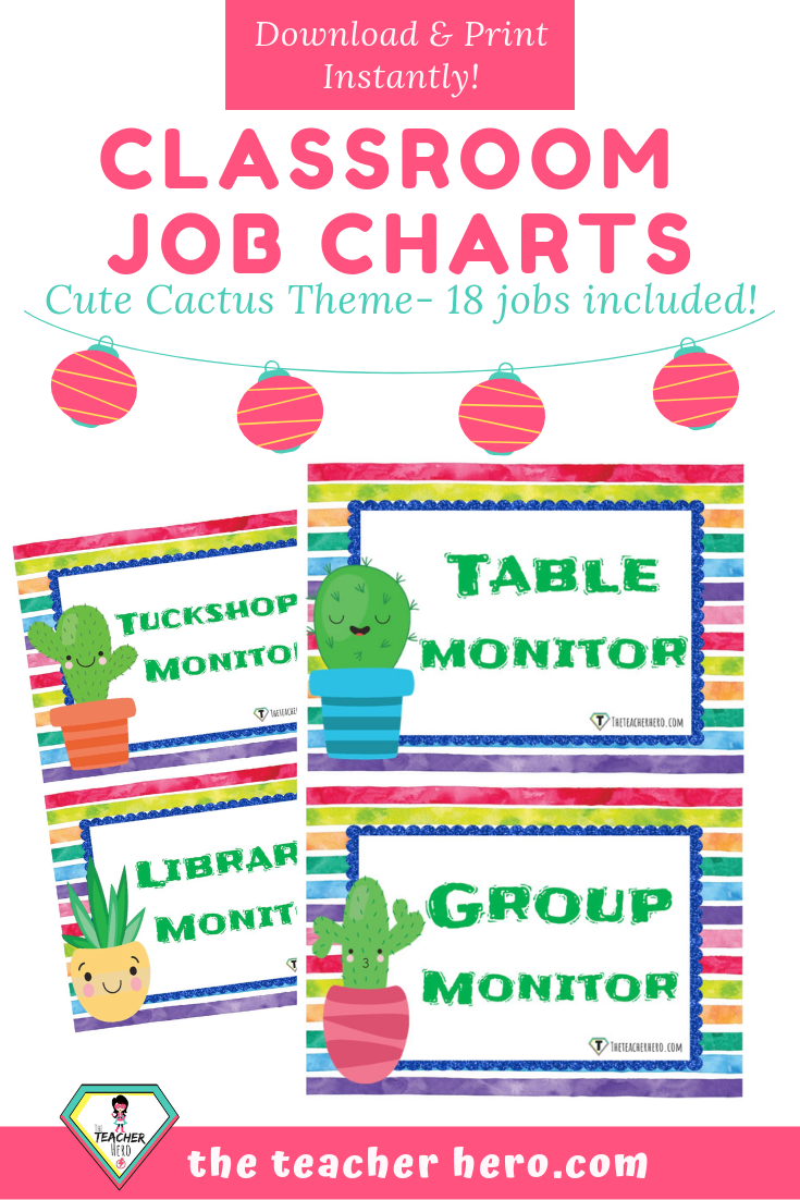 Cactus Job Charts - The Teacher Hero