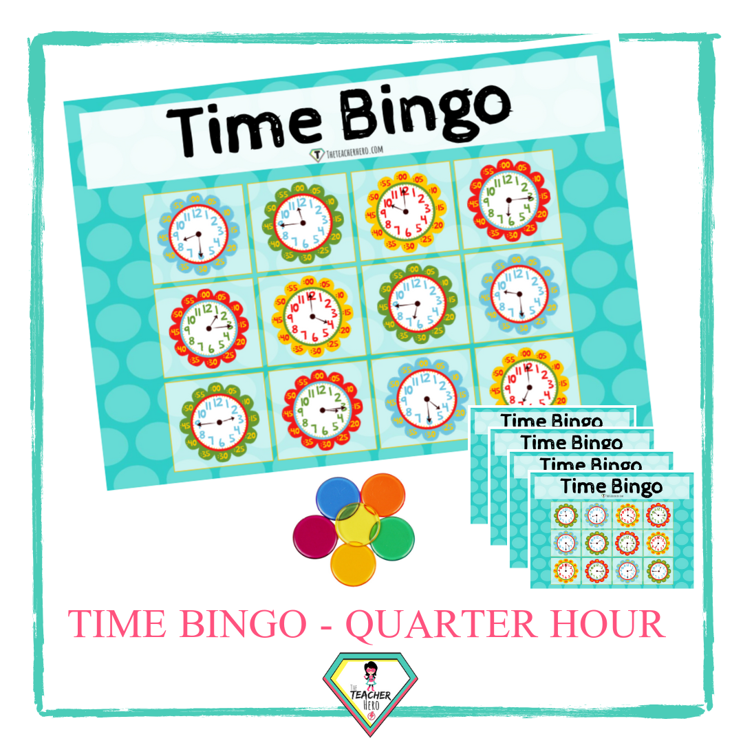 Time Bingo: Quarter Hour-Class set of 28!