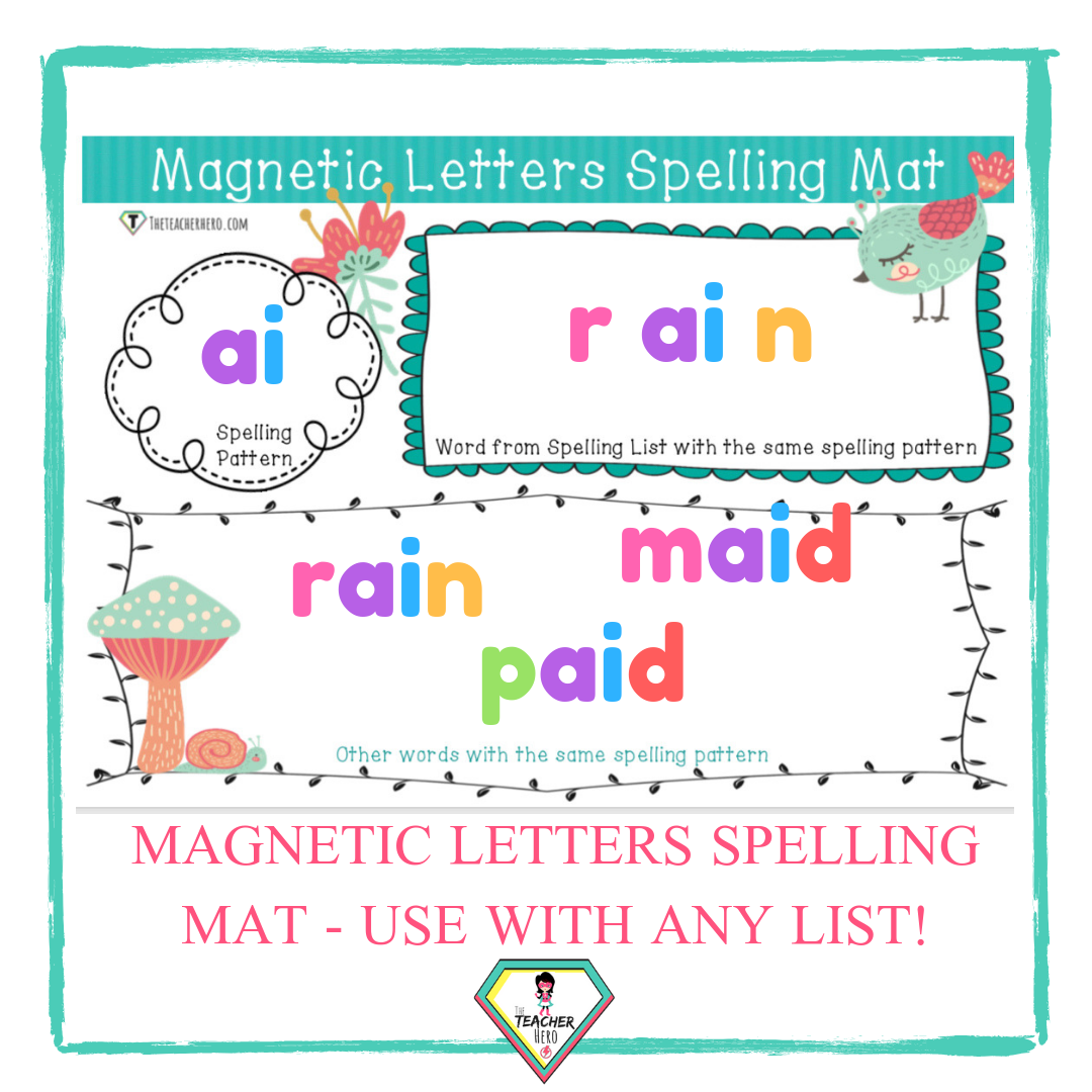 Magnetic letters spelling mat- use for any spelling list - The teacher hero- Life saving digital teacher resources for the classroom! Instant download.