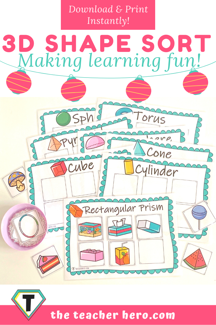 3D Shapes Sorting Activity Mats- Download and print