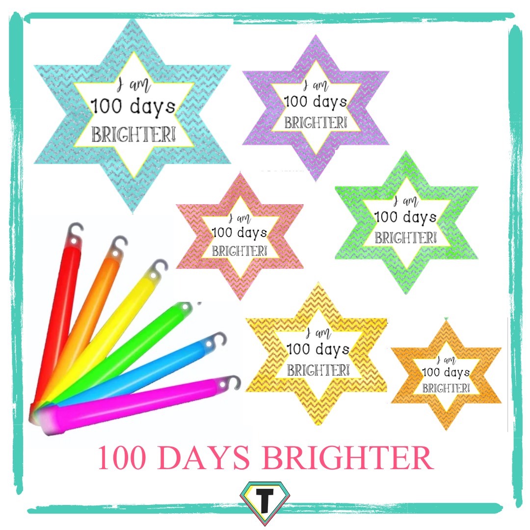 100 days of school glow stick stars - The teacher hero- Life saving digital teacher resources for the classroom! Instant download.