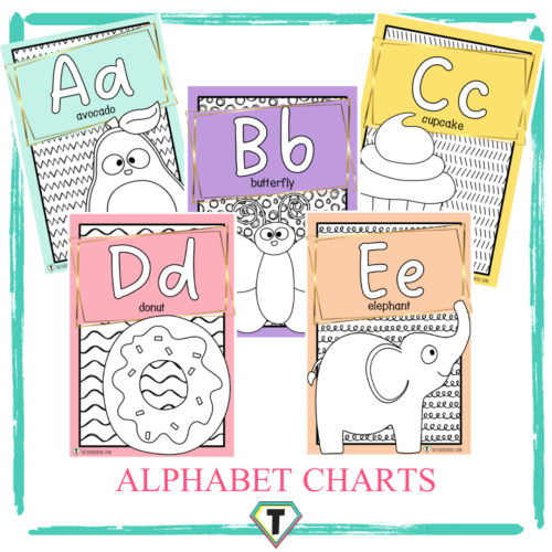 Alphabet Charts- The teacher hero- Life saving digital teacher resources for the classroom! Instant download.