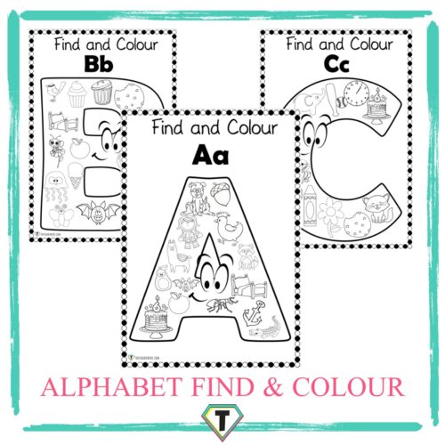 Alphabet activity find and colou