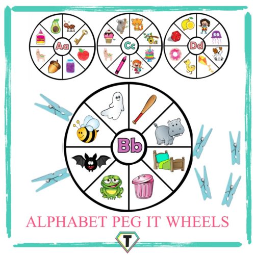 Alphabet peg it wheels - The teacher hero- Life saving digital teacher resources for the classroom! Instant download.