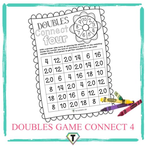Doubles game connect 4- The teacher hero- Life saving digital teacher resources for the classroom! Instant download.