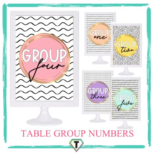 Table Group Numbers, pretty pastels- The Teacher Hero- Life saving digital teacher resources for the classroom! Instant download.