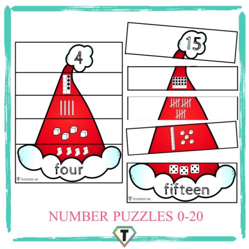 Number puzzles 0-20- The Teacher Hero- Life saving digital teacher resources for the classroom! Instant download.