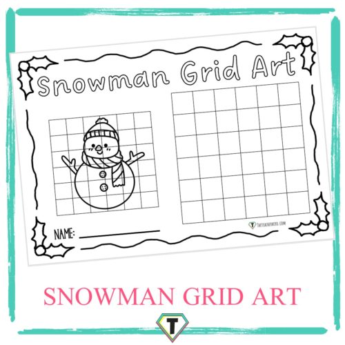 snowman grid art - The teacher hero- Life saving digital teacher resources for the classroom! Instant download.