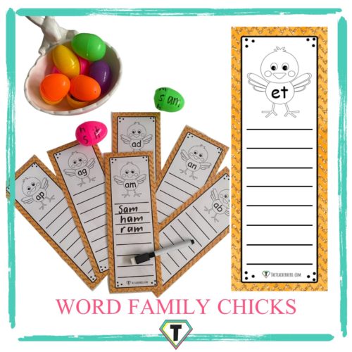 Word family chicks- The Teacher Hero- Life saving digital teacher resources for the classroom! Instant download.
