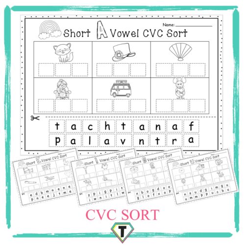CVC sort- The Teacher Hero- Life saving digital teacher resources for the classroom! Instant download.