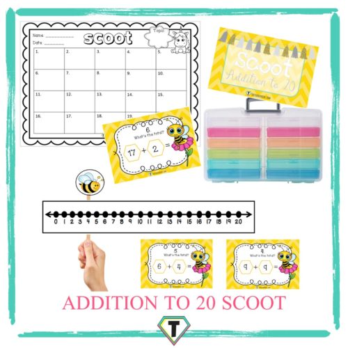 Addition to 20 Scoot game -The Teacher Hero- Life saving digital teacher resources for the classroom! Instant download.