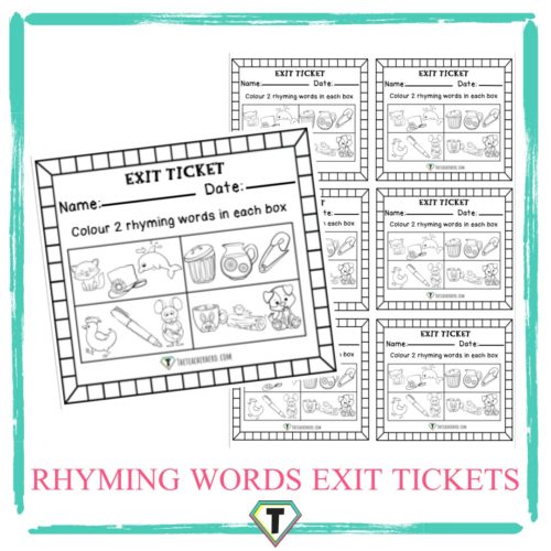 Rhyming Words Exit Tickets-The Teacher Hero- Life saving digital teacher resources for the classroom! Instant download.