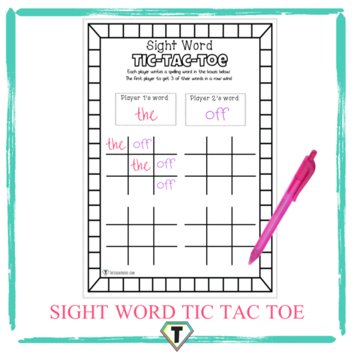 Sight word tic tac toe-The Teacher Hero- Life saving digital teacher resources for the classroom! Instant download.