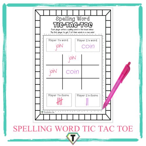 Spelling word tic tac toe-The Teacher Hero- Life saving digital teacher resources for the classroom! Instant download.