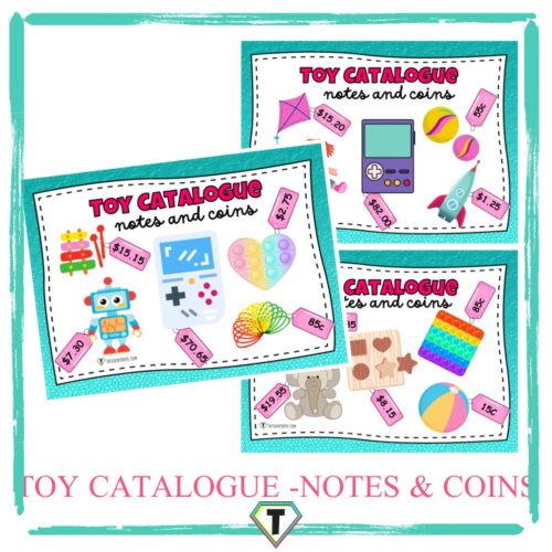 Toy catalogue cards notes and coins -The Teacher Hero- Life saving digital teacher resources for the classroom! Instant download.