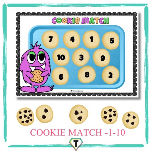 Cookie Match numbers 1-10 -The Teacher Hero- Life saving digital teacher resources for the classroom! Instant download.
