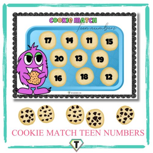 Cookie Match teen numbers -The Teacher Hero- Life saving digital teacher resources for the classroom! Instant download.