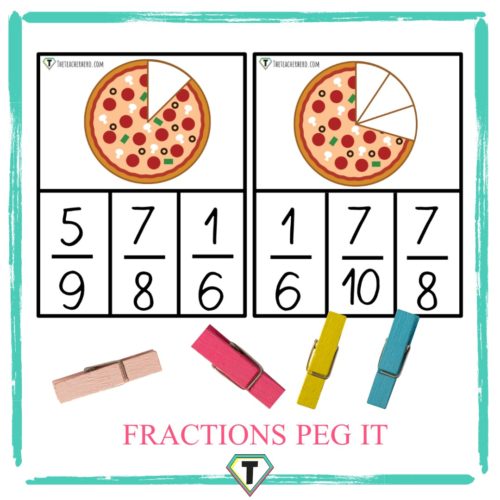 Fractions Pizza Peg It -The Teacher Hero- Life saving digital teacher resources for the classroom! Instant download.