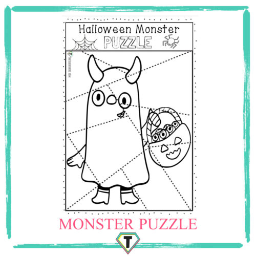 Halloween Monster Puzzle-The Teacher Hero- Life saving digital teacher resources for the classroom! Instant download.