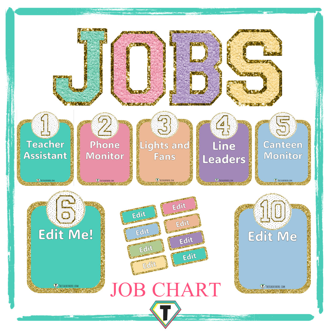 Job Charts Editable - The Teacher Hero