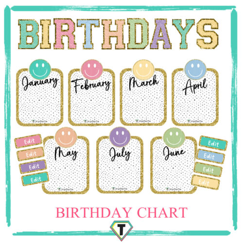 Birthday Charts editable-The Teacher Hero- Life saving digital teacher resources for the classroom! Instant download.