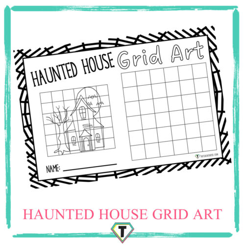 Halloween Grid Art -Haunted House-The Teacher Hero- Life saving digital teacher resources for the classroom! Instant download.