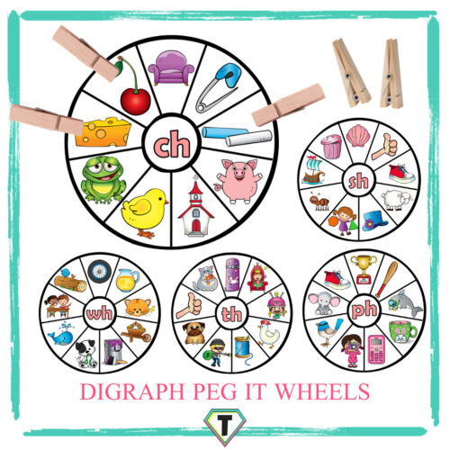 Digraph peg it wheels-The Teacher Hero- Life saving digital teacher resources for the classroom! Instant download.