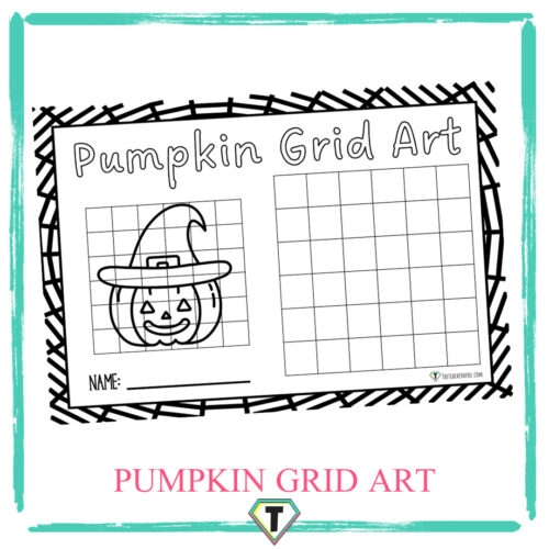 Halloween Grid Art -Pumpkin-The Teacher Hero- Life saving digital teacher resources for the classroom! Instant download.