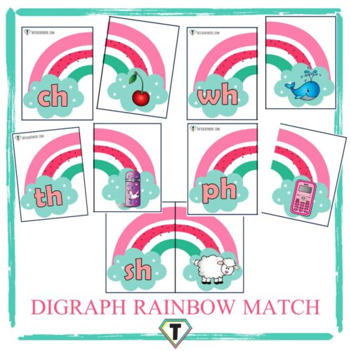 Digraph rainbow match- The Teacher Hero- Life saving digital teacher resources for the classroom! Instant download.
