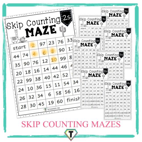 Skip Counting Mazes- The Teacher Hero- Life saving digital teacher resources for the classroom! Instant download.
