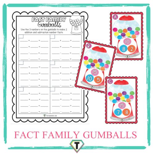 Fact Family Gumballs- The Teacher Hero- Life saving digital teacher resources for the classroom! Instant download.