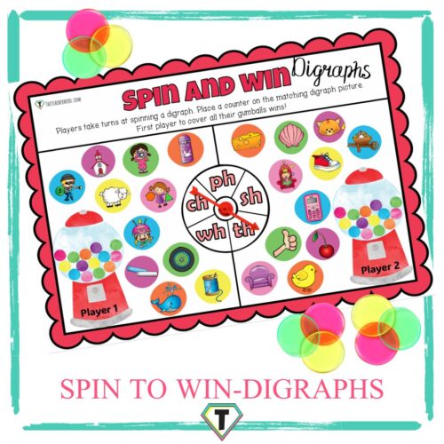Spin to win digraphs- The Teacher Hero- Life saving digital teacher resources for the classroom! Instant download.
