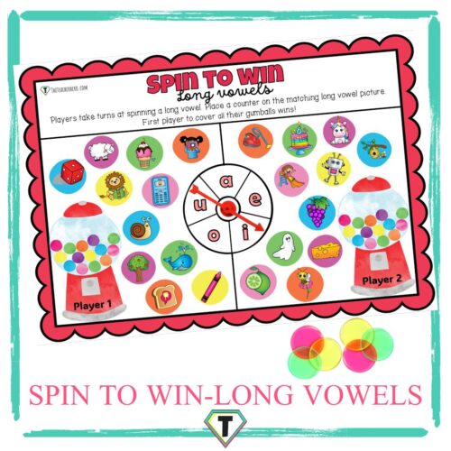 Spin to win long vowels game- The Teacher Hero- Life saving digital teacher resources for the classroom! Instant download.