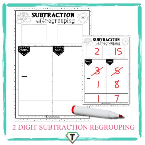 2 digit subtraction with regrouping - The Teacher Hero- Life saving digital teacher resources for the classroom! Instant download.