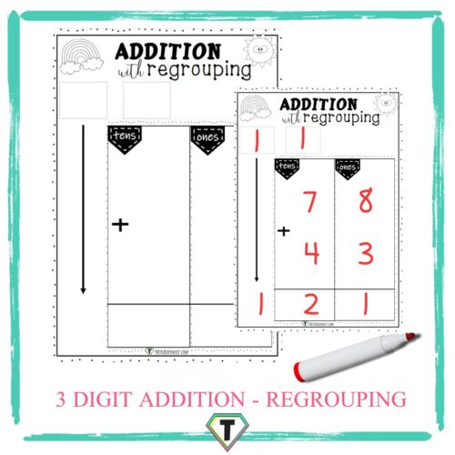 3 digit addition with regrouping - The Teacher Hero- Life saving digital teacher resources for the classroom! Instant download.