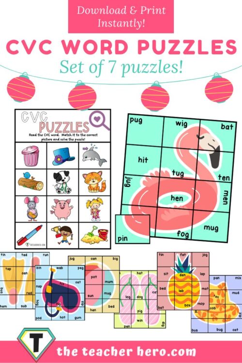CVC Word Puzzles - set of 7 - The Teacher Hero