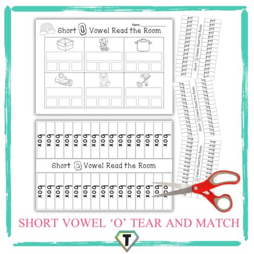 Read the room short vowel o- tear and match - The Teacher Hero- Life saving digital teacher resources for the classroom! Instant download.