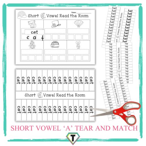 Read the room short vowel A- tear and match - The Teacher Hero- Life saving digital teacher resources for the classroom! Instant download.